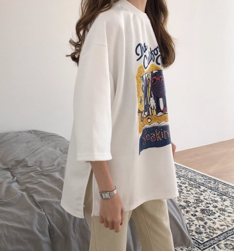 話題沸騰中 カジュアル  ゆったり プリント 2色半袖Tシャツ<ins-8161>