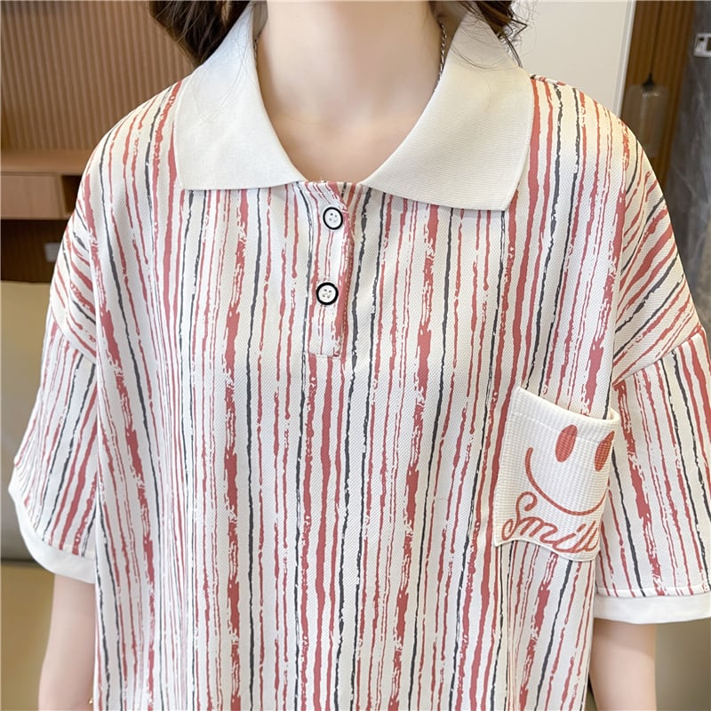 絶対流行 カジュアル プリント ゆったりトップス 半袖Tシャツ 全2色<ins-8314>