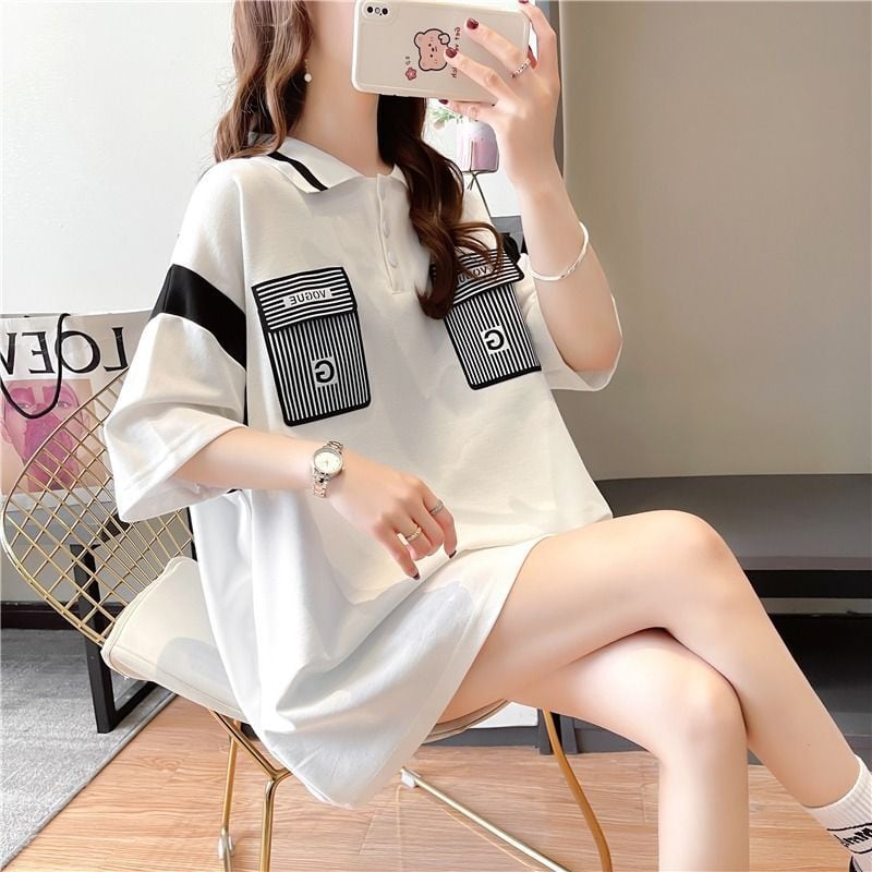 絶対流行 カジュアル 2色選択可 切り替え 半袖 Tシャツ カットソー<ins-8292>