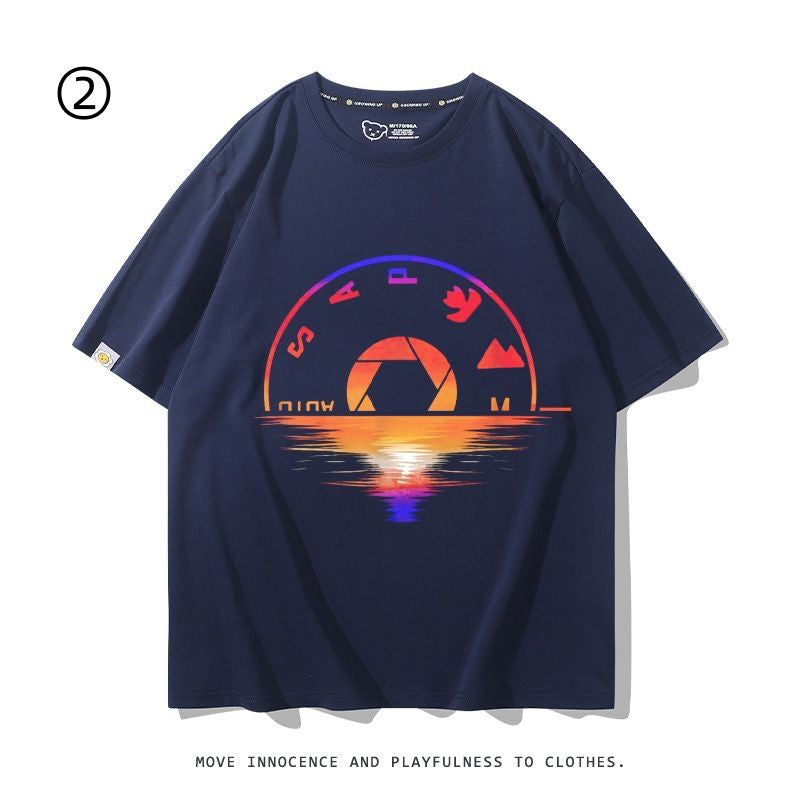 着回し力抜群 おすすめ プリントロゴ 半袖 Tシャツ-A2346