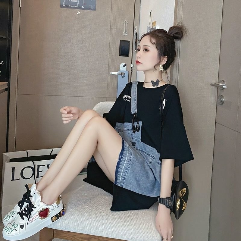 個性的なデザイン 一目惚れ 2色選択可 レイヤード風 Tシャツ カットソー<ins-8286>