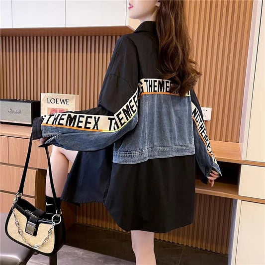 絶対流行 ファッション オシャレ度満点 切り替え シャツ <ins-8075>