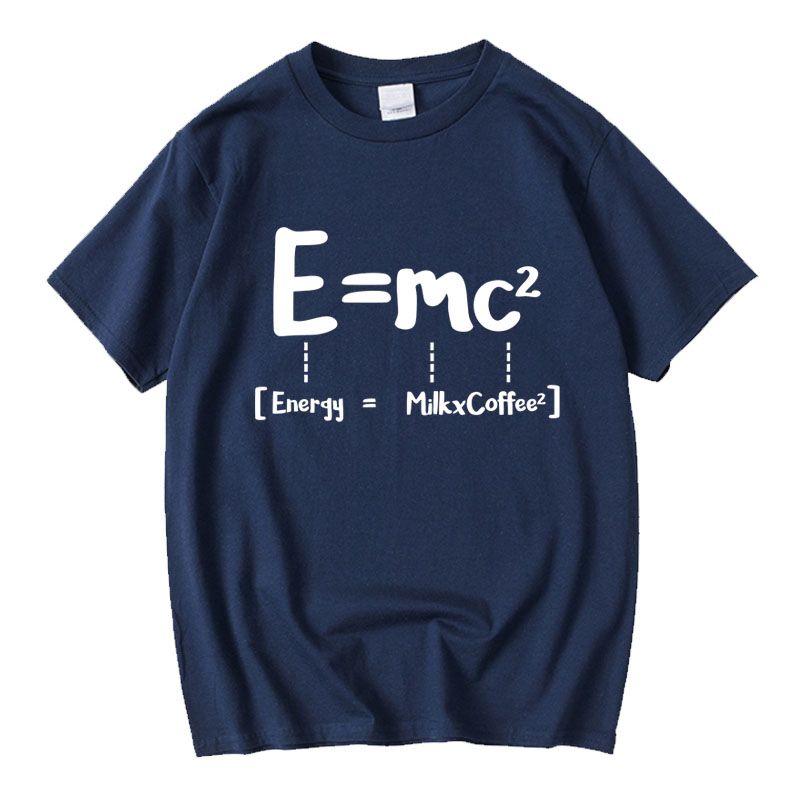 早い者勝ち おすすめ 質量とエネルギーの等価性 E = mc² プリントロゴ 半袖 Tシャツ-A2352