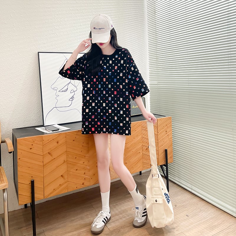 着回し力抜群 個性派 カジュアル ゆったりトップス 半袖Tシャツ 全2色<ins-8263>