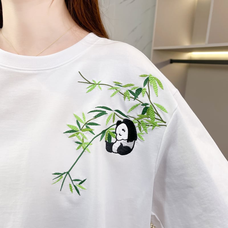 新商品 上質 カジュアル 刺繍 半袖Tシャツ カットソー<ins-8219>