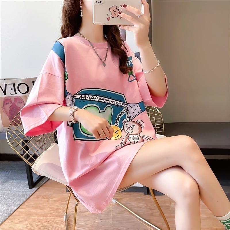 個性的なデザイン 一目惚れ 3色選択可 プリント Tシャツ カットソー<ins-3062>