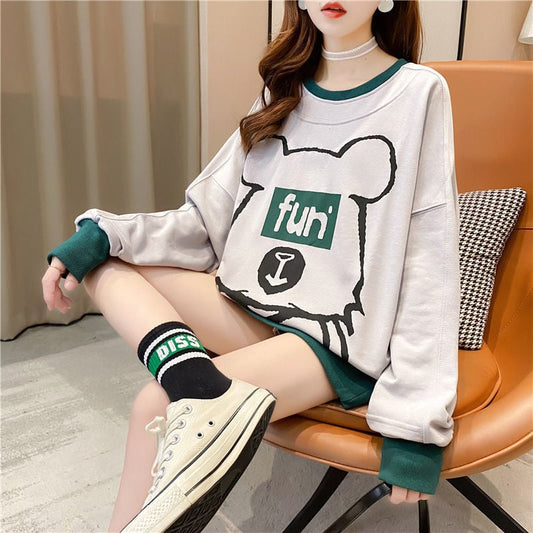 【半額!期間限定!!】大好評 絶対流行 カジュアル  プリント カラーマッチング スウェット<ins-8117>