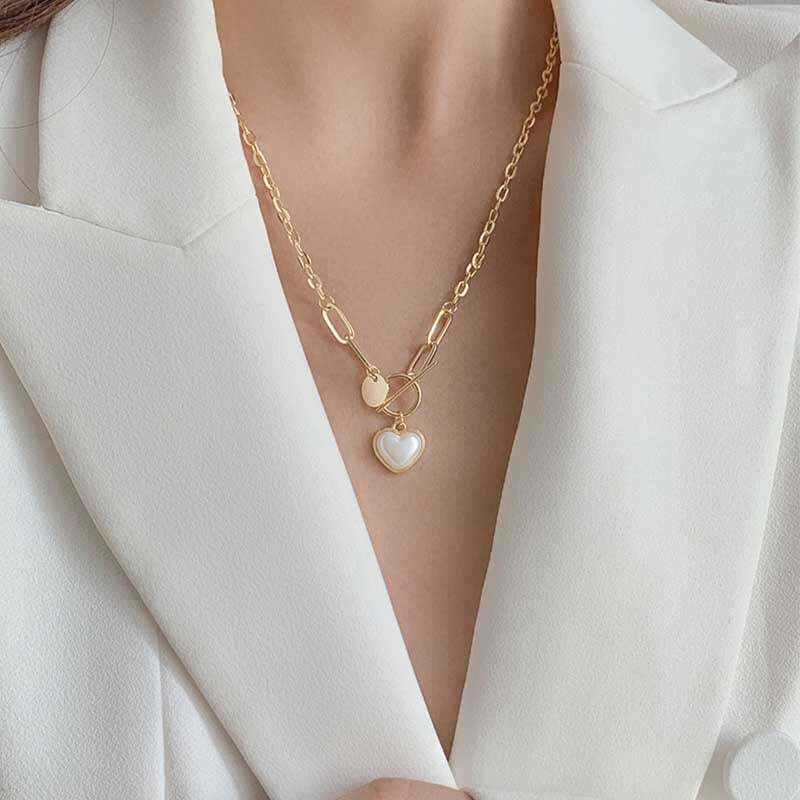 レトロ 一目惚れ スタイリッシュ チェーン ネックレス アクセサリー<ins-2781>