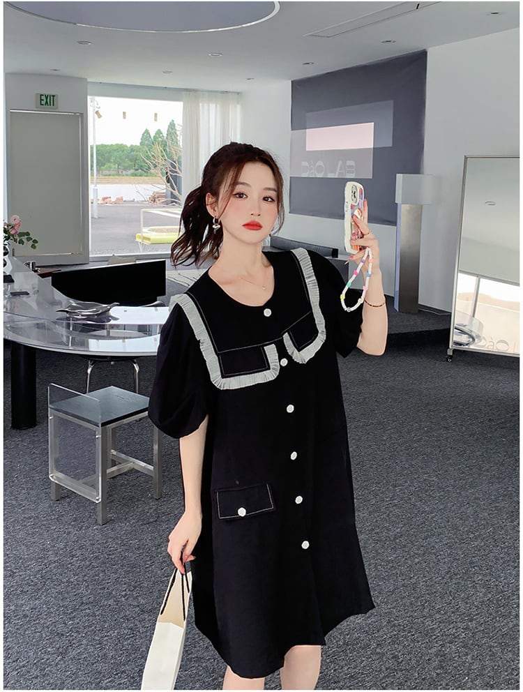 新商品 定番シンプル カジュアル 切り替え ワンピース<ins-8386>