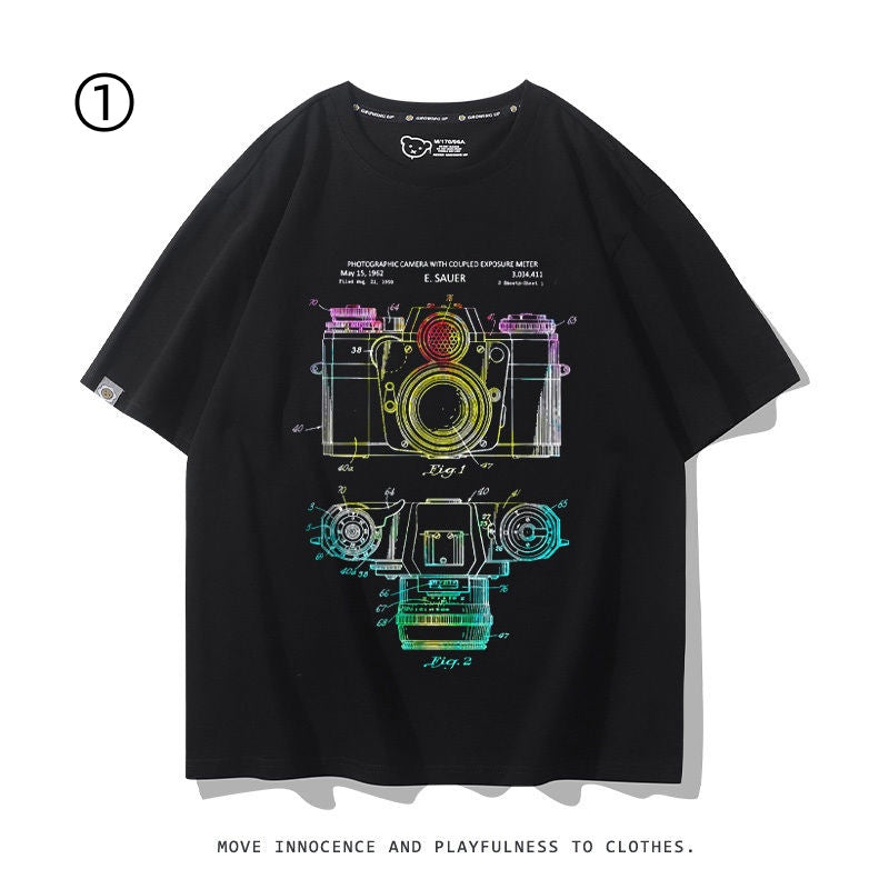 着回し力抜群 おすすめ プリントロゴ 半袖 Tシャツ-A2346