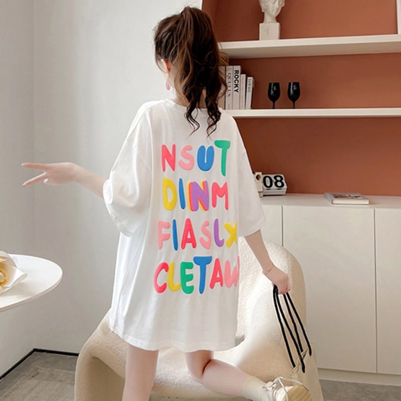 オシャレ度満点 一目惚れ アルファベット Tシャツ カットソー<ins-3071>