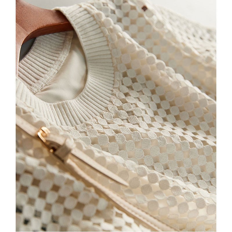 新作 絶対流行 エレガント 知的 透かし彫り ワンピース<ins-8391>