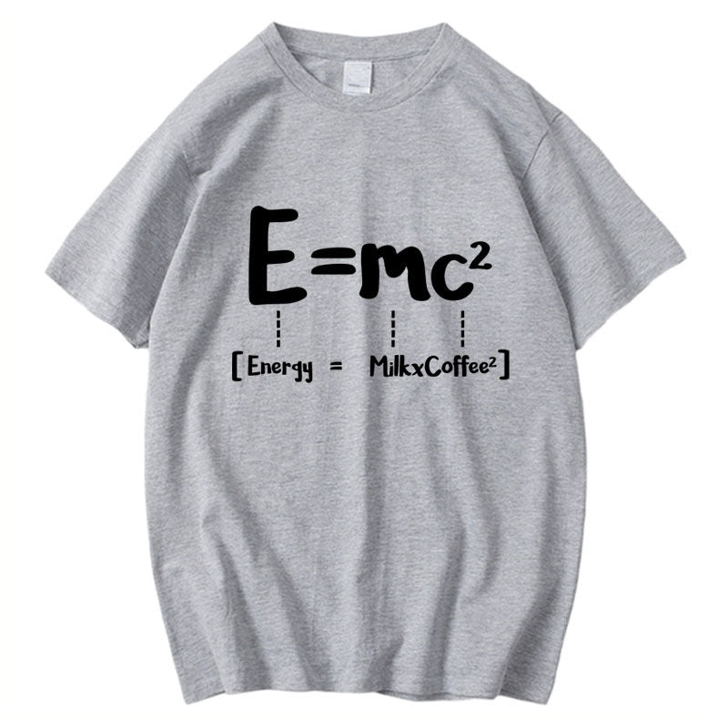早い者勝ち おすすめ 質量とエネルギーの等価性 E = mc² プリントロゴ 半袖 Tシャツ-A2352