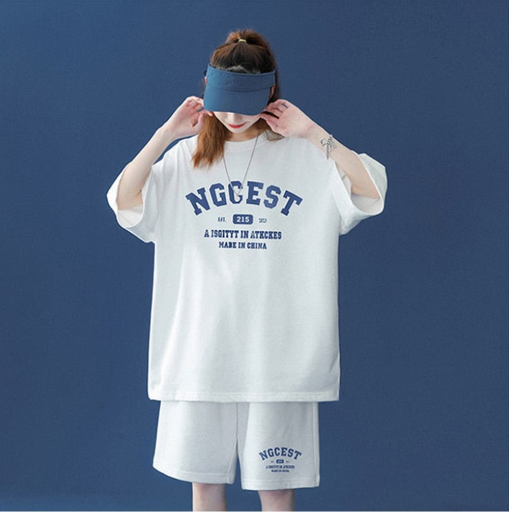 【半額!期間限定!!】売り切れ必至 カジュアル 半袖Tシャツⅹパンツセット全4色 男女兼用<ins-6574>