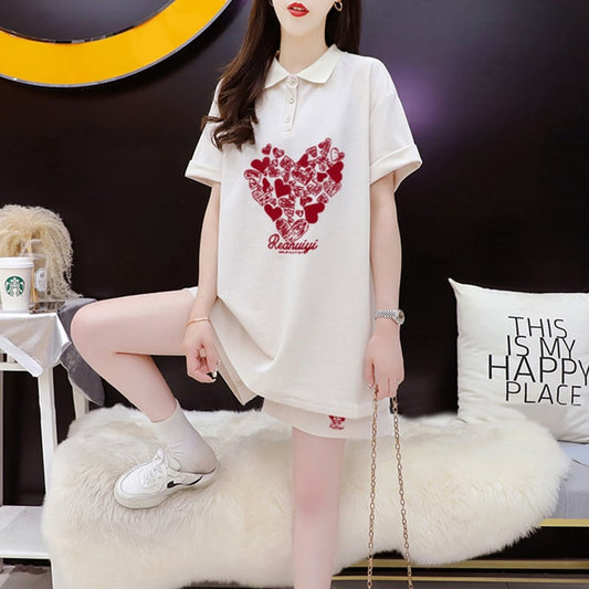 売り切れ必至 清涼感たっぷり  シンプル 半袖Tシャツ+パンツ セットアップ<ins-8195>