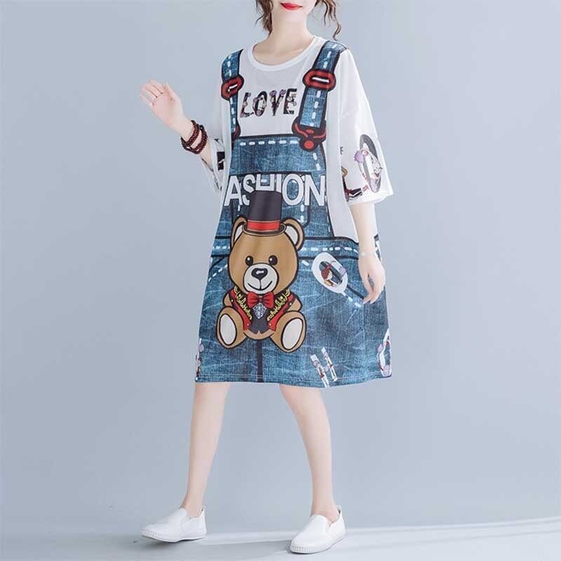 旅行Tシャツ レディース 夏 膝丈 プリント 大きいサイズ ゆったりさらっと涼しい <ins-656>