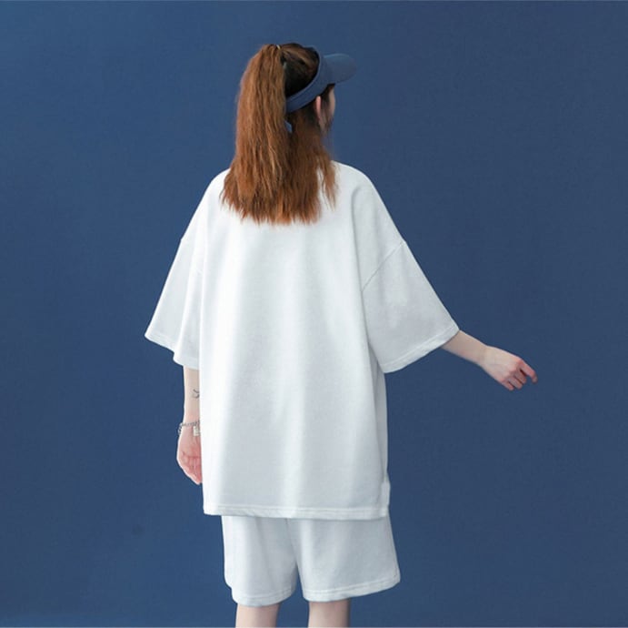 大人可愛い ルーズ 半袖Tシャツⅹパンツセット全5色 男女兼用<ins-6555>