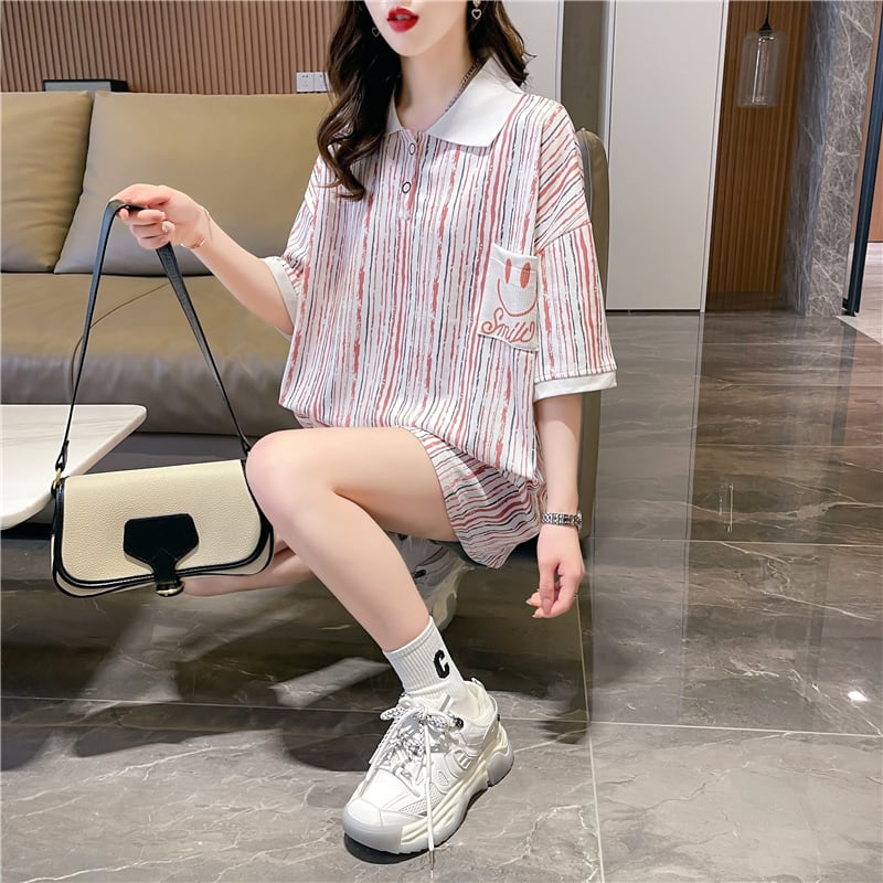 絶対流行 カジュアル プリント ゆったりトップス 半袖Tシャツ 全2色<ins-8314>