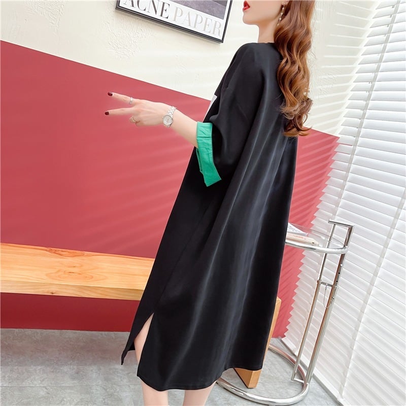 【半額!期間限定!!】今季マストバイ カジュアル プリント Tシャツ カットソー ワンピース<ins-8533>