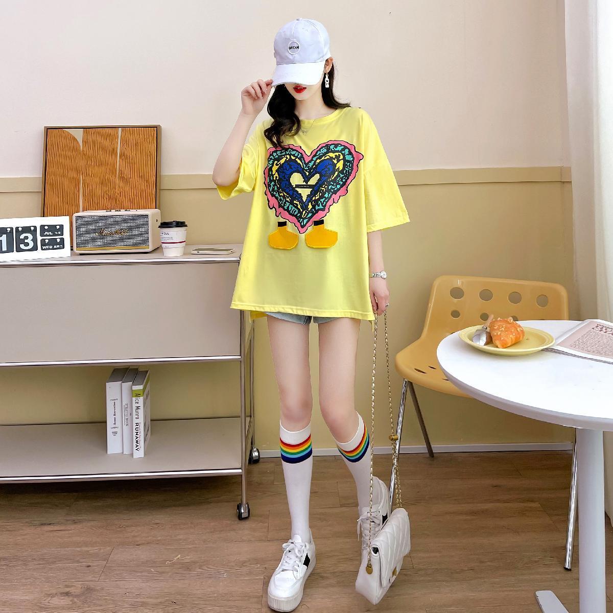 おすすめ カジュアル シンプル ゆったり 半袖Tシャツ<ins-8136>