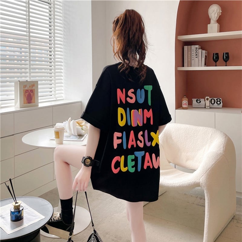 オシャレ度満点 一目惚れ アルファベット Tシャツ カットソー<ins-3071>