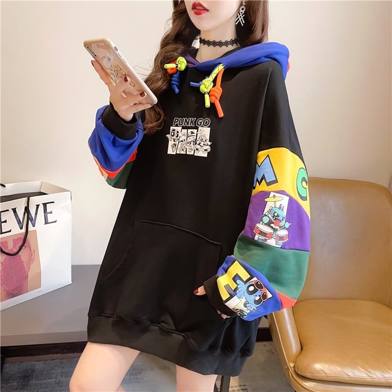 【半額!期間限定!!】(裏起毛あり)ファッション 個性派 キュート 長袖 スウェット パーカー トップス<ins-2160>
