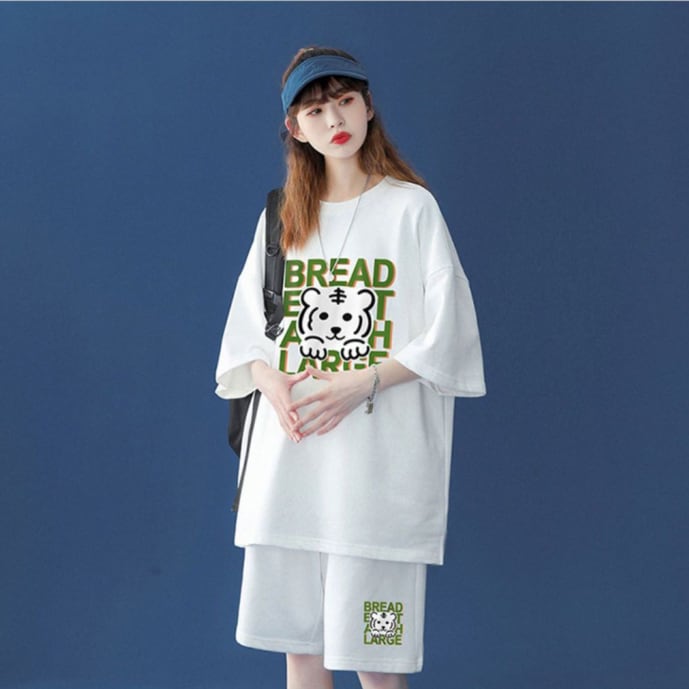 大人可愛い ルーズ 半袖Tシャツⅹパンツセット全5色 男女兼用<ins-6555>