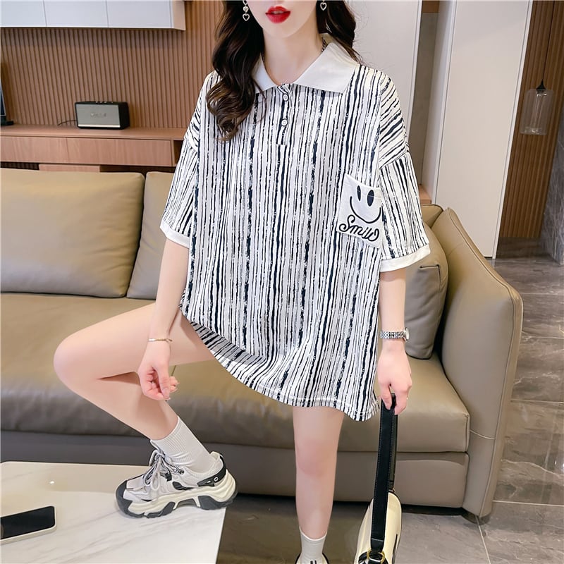 絶対流行 カジュアル プリント ゆったりトップス 半袖Tシャツ 全2色<ins-8314>