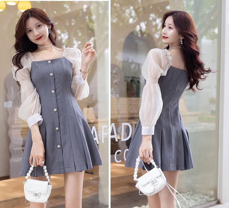 絶対欲しい 美人度アップ 上品 スウィート 切り替え ワンピース<ins-8185>