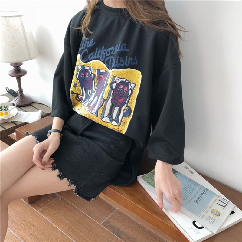 話題沸騰中 カジュアル  ゆったり プリント 2色半袖Tシャツ<ins-8161>