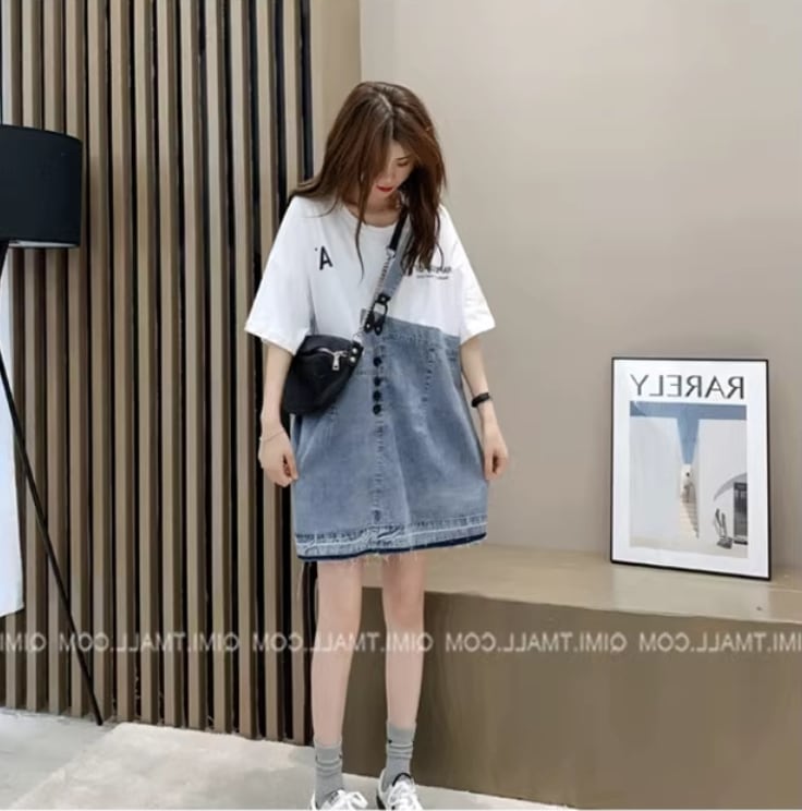 個性的なデザイン 一目惚れ 2色選択可 レイヤード風 Tシャツ カットソー<ins-8286>