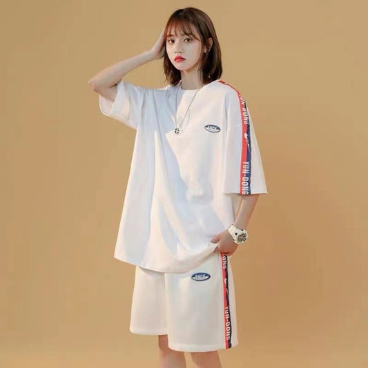 今季マストバイ カジュアル  ルーズ  半袖Tシャツⅹパンツセット全2色<ins-8197>