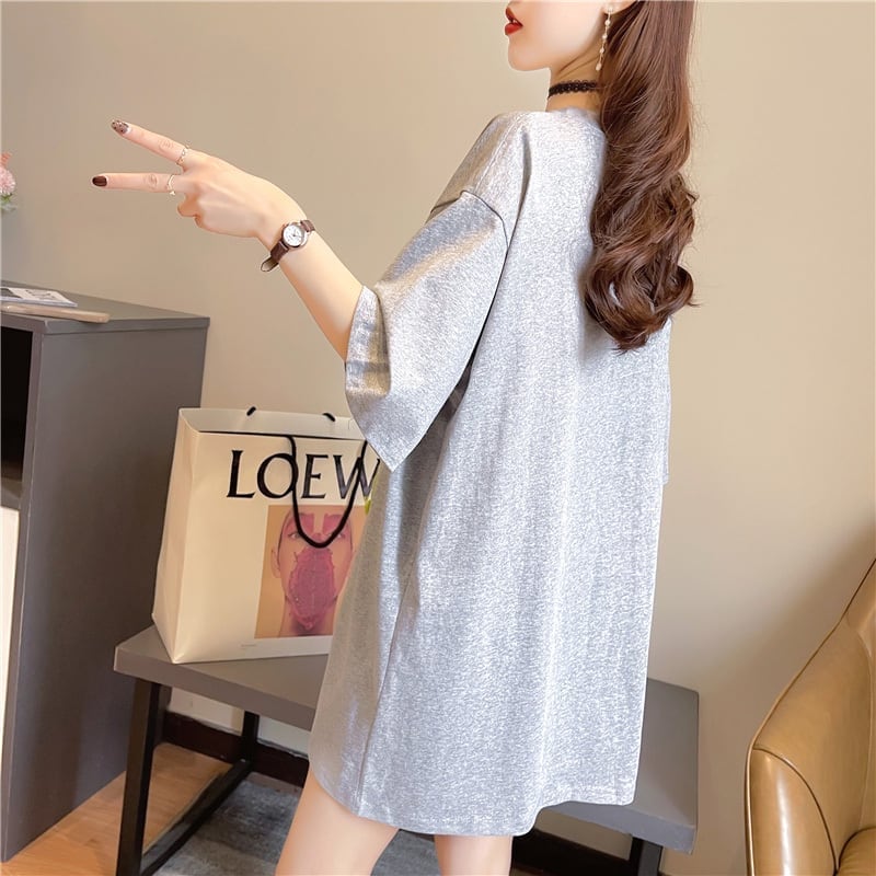 【半額!期間限定!!】ゆったりロング丈切り替え三色半袖Tシャツ<ins-1565>