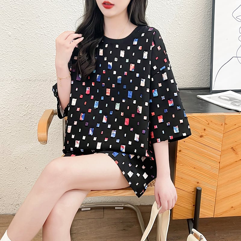 着回し力抜群 個性派 カジュアル ゆったりトップス 半袖Tシャツ 全2色<ins-8263>