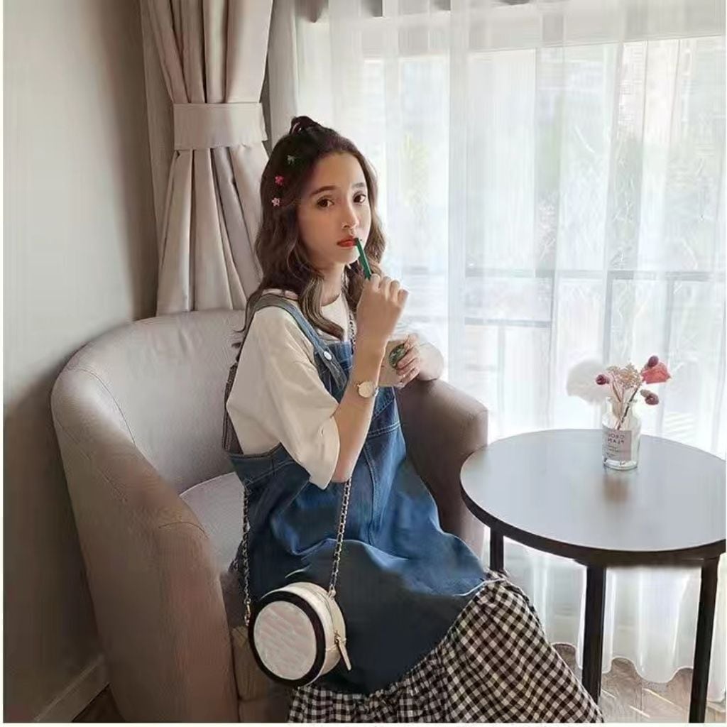 話題沸騰中 オシャレ度満点 切り替え 半袖Tシャツ+ワンピース セットアップ<ins-8322>