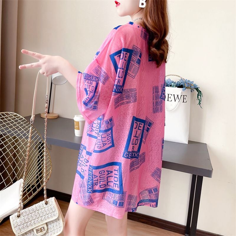 【半額!期間限定!!】美人度アップ カジュアル  プリント ゆったり 半袖Tシャツ<ins-8490>