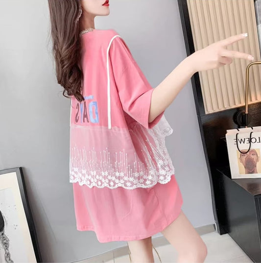 超人気 レイヤード風 ゆったり 半袖 Tシャツ 全3色<ins-8253>