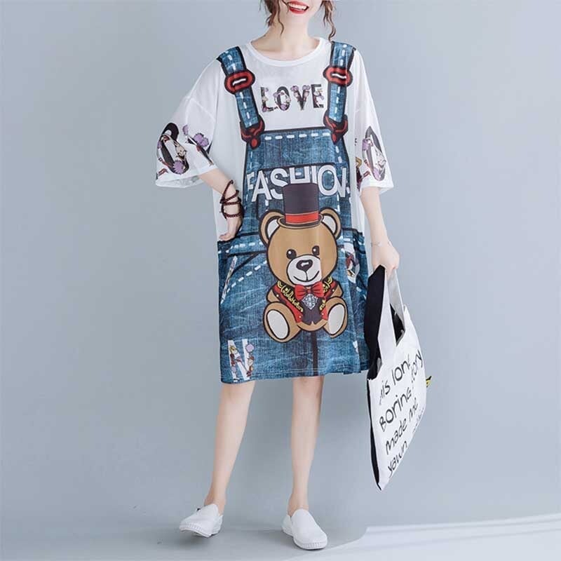 旅行Tシャツ レディース 夏 膝丈 プリント 大きいサイズ ゆったりさらっと涼しい <ins-656>