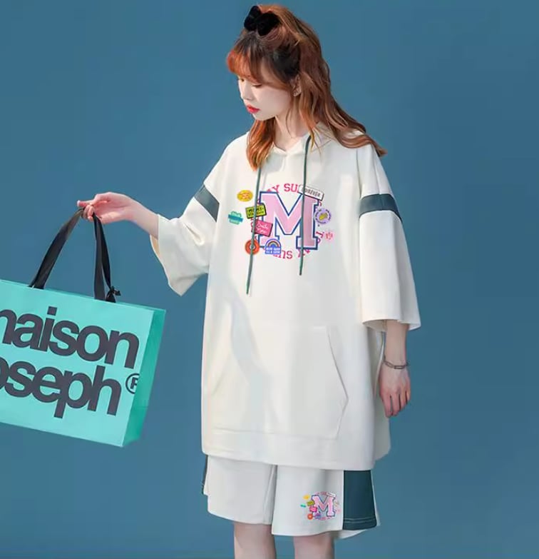 早い者勝ち 絶対流行 カジュアル 半袖Tシャツⅹパンツセット<ins-6534>