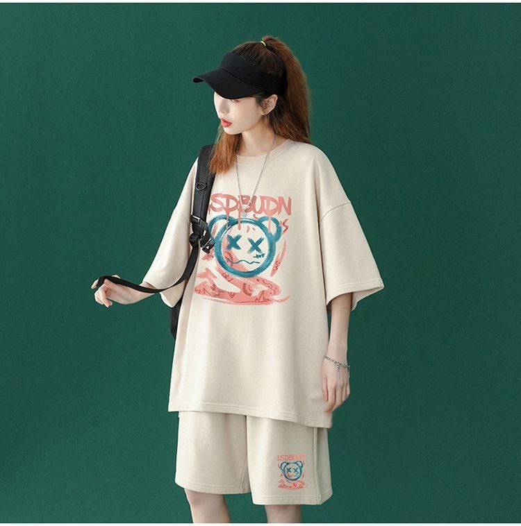 早い者勝ち 半袖Tシャツⅹパンツセット全4色 男女兼用<ins-6554>