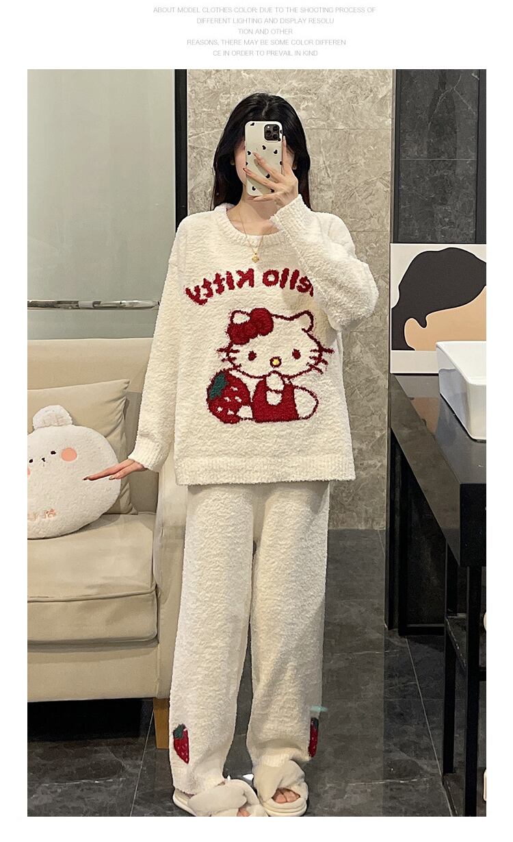 【人気急上昇中!】柔らかな肌触りで着心地も楽ちん!モコモコ パジャマ ルームウェア 上下セットE-10159