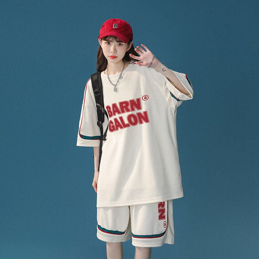 大好評 カジュアル ファッション ルーズ半袖Tシャツⅹパンツセット<ins-6539>