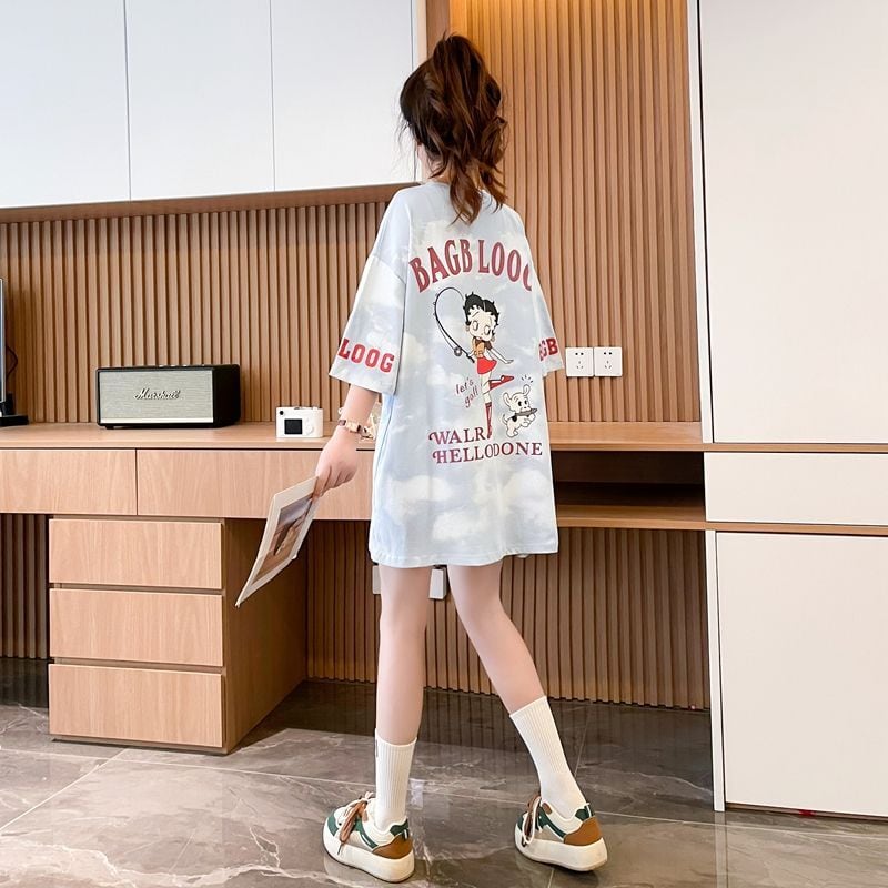 超人気 ロゴ プリント  ゆったり 3色 半袖Tシャツ<ins-8348>