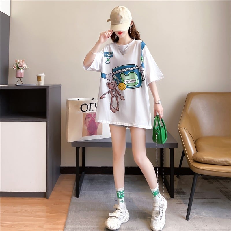 個性的なデザイン 一目惚れ 3色選択可 プリント Tシャツ カットソー<ins-3062>