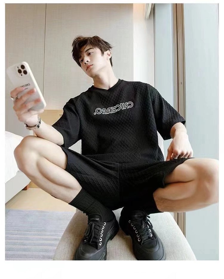 話題沸騰中 海外トレンド 半袖Tシャツⅹパンツセット 全2色- A887
