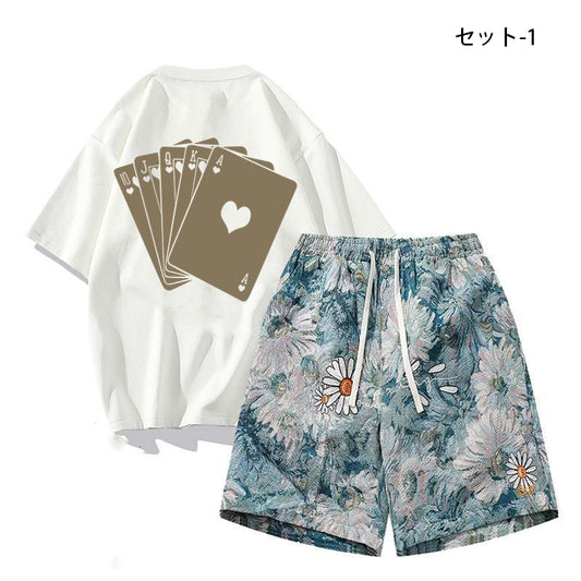 話題沸騰中 カジュアル 16種類選択可 半袖Tシャツⅹパンツセット-A829