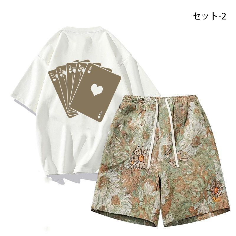 話題沸騰中 カジュアル 16種類選択可 半袖Tシャツⅹパンツセット-A829
