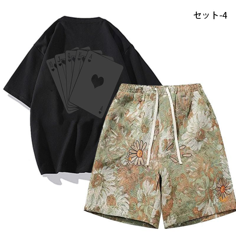 話題沸騰中 カジュアル 16種類選択可 半袖Tシャツⅹパンツセット-A829