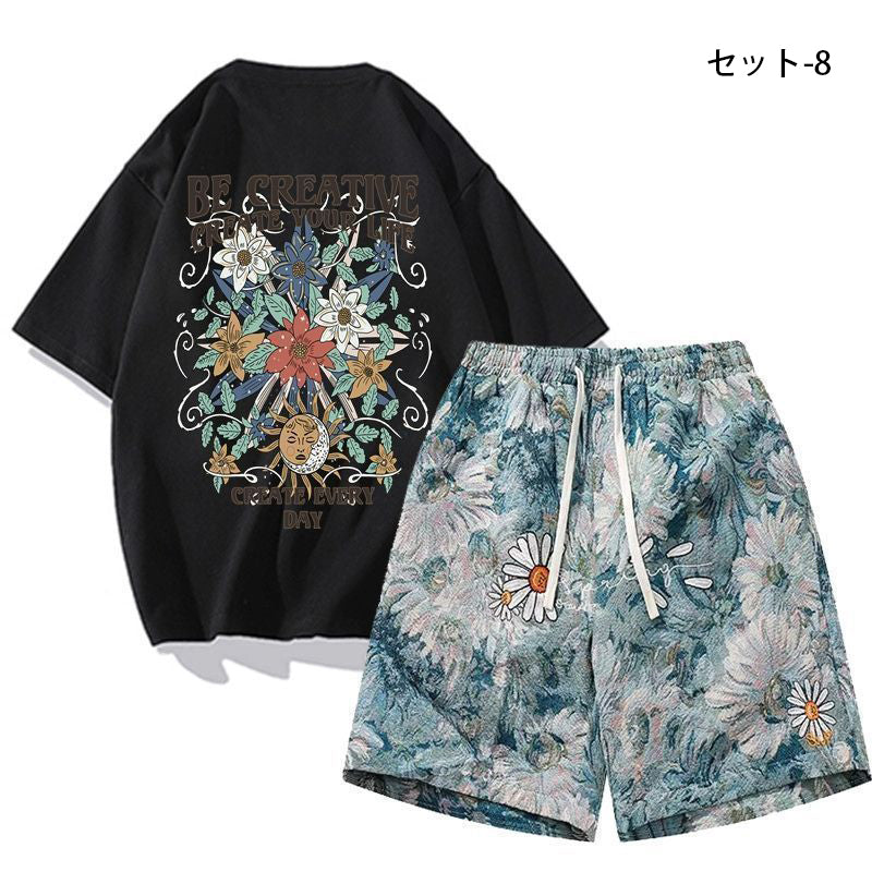 話題沸騰中 カジュアル 16種類選択可 半袖Tシャツⅹパンツセット-A829