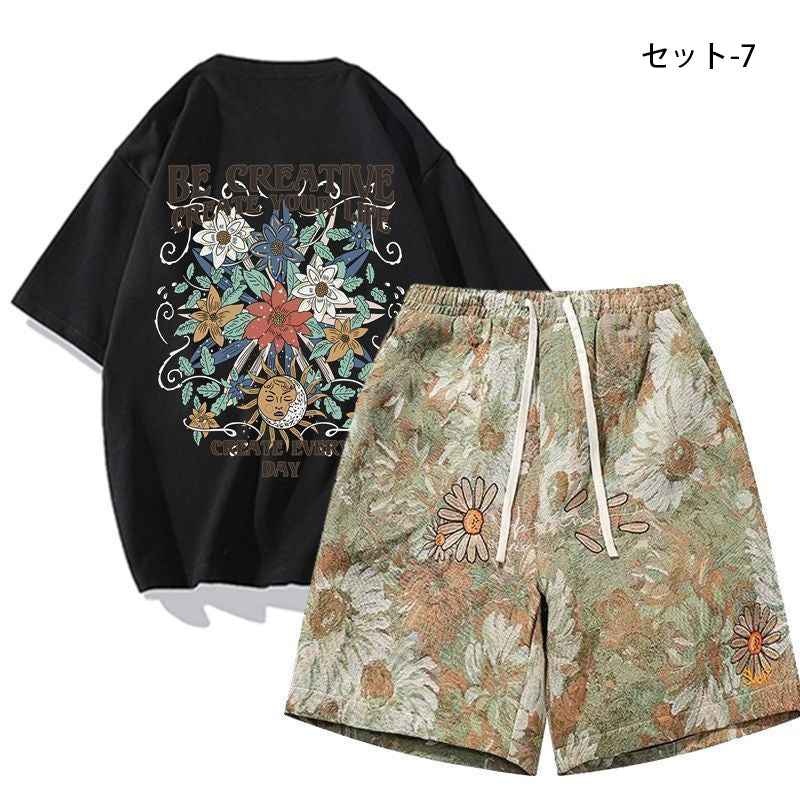 話題沸騰中 カジュアル 16種類選択可 半袖Tシャツⅹパンツセット-A829